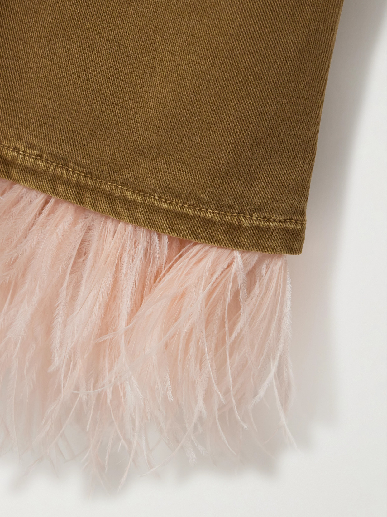 La Doublej Fancy Feather-trimmed Cropped High-rise Slim-leg Jeans In Green