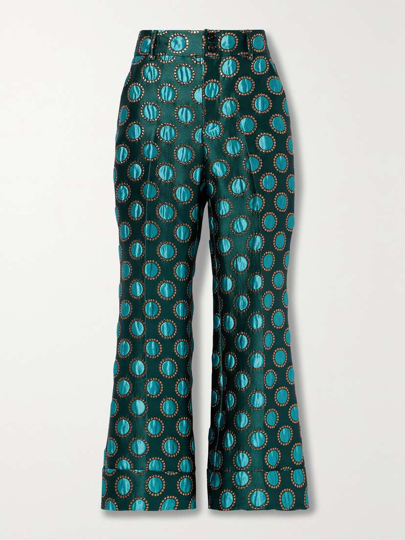 La DoubleJ Hendrix Metallic Jacquard Flared Pants
