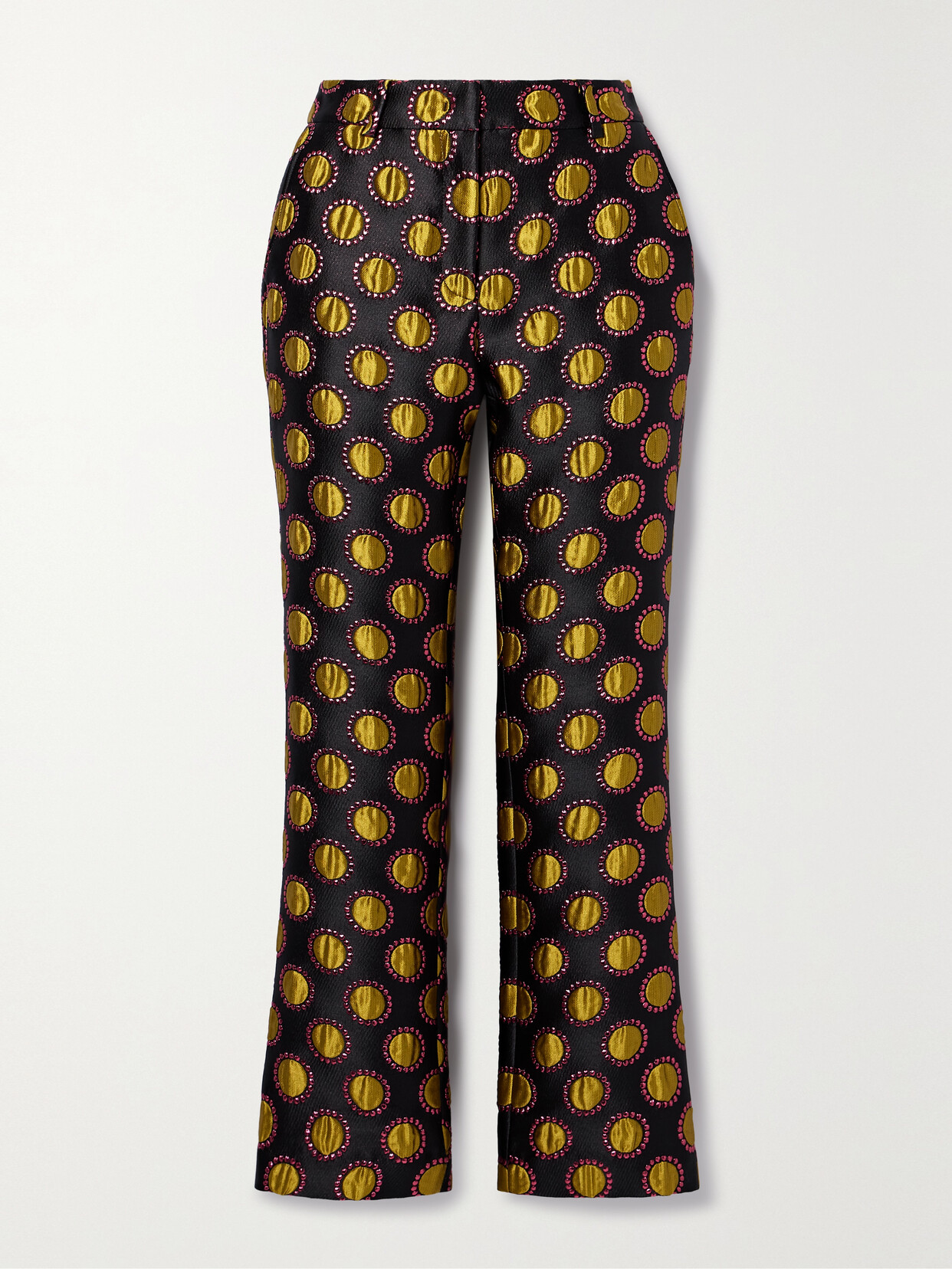 La Doublej Hendrix Metallic Jacquard Flared Trousers In Multi