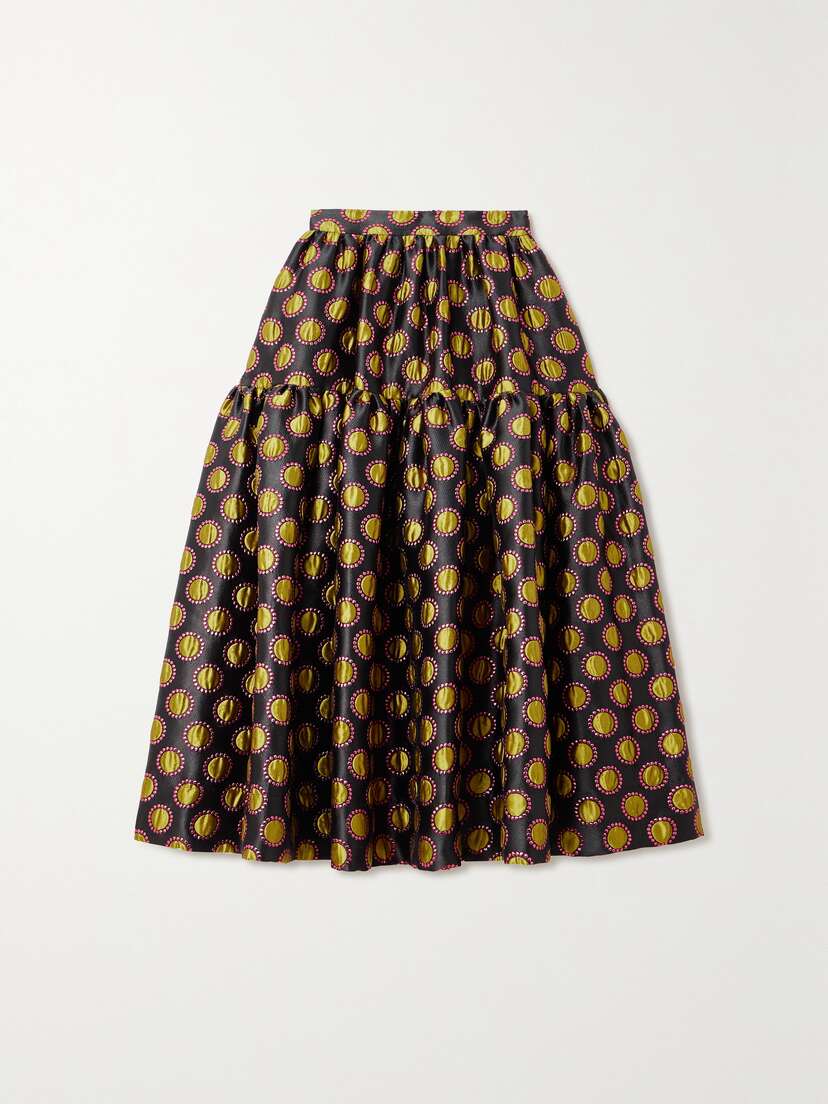 La DoubleJ Oscar Tiered Metallic Jacquard Skirt
