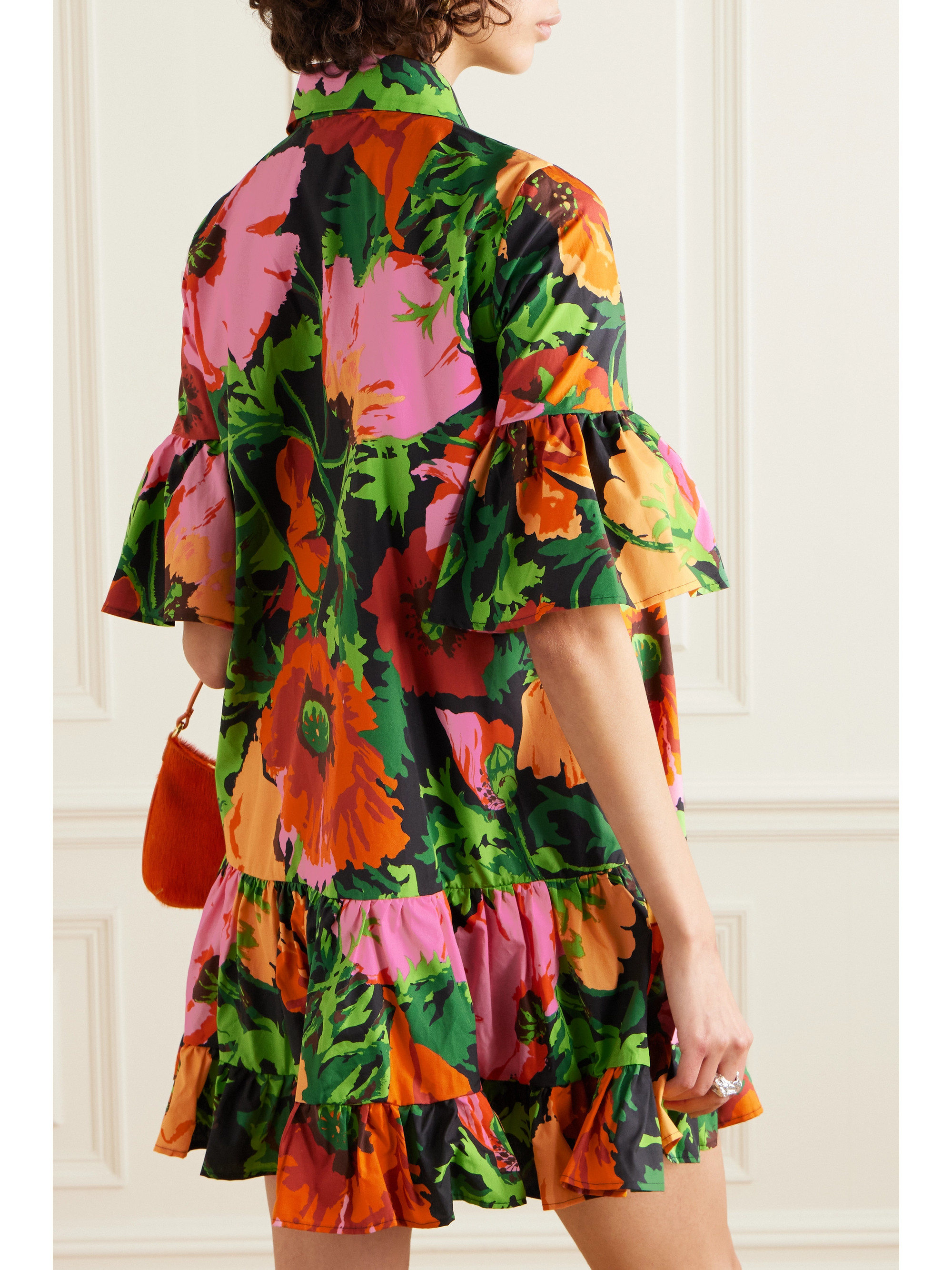 La DoubleJ Choux floral-print cotton-poplin mini shirt dress