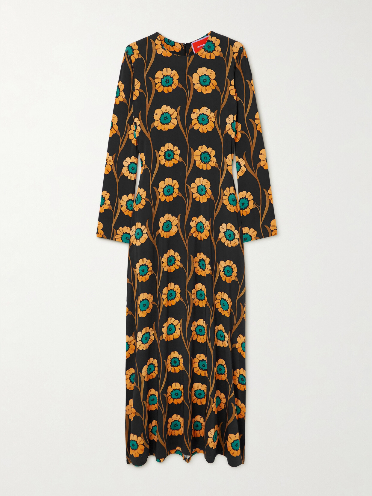 La DoubleJ Swing Floral-print Crepe Maxi Dress - Black