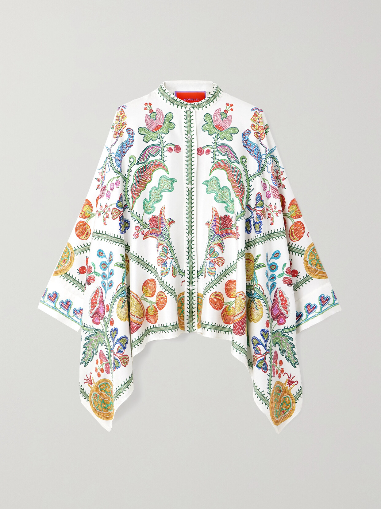 La DoubleJ - Floral-print Silk-twill Blouse - White