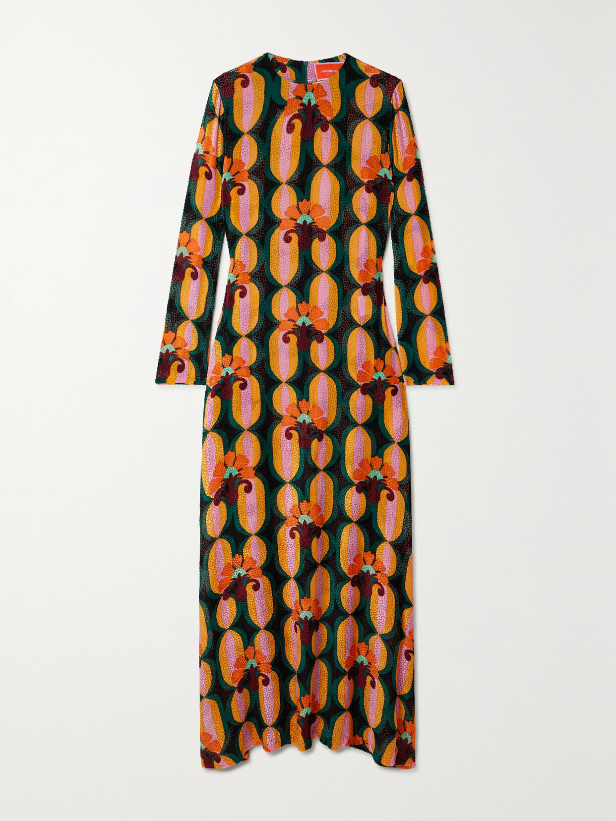 La Doublej La Double J Swing Printed Devoré Maxi Dress In Multicoloured