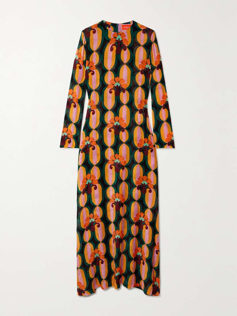 La DoubleJ Swing Devoré-velvet Maxi Dress - xx large