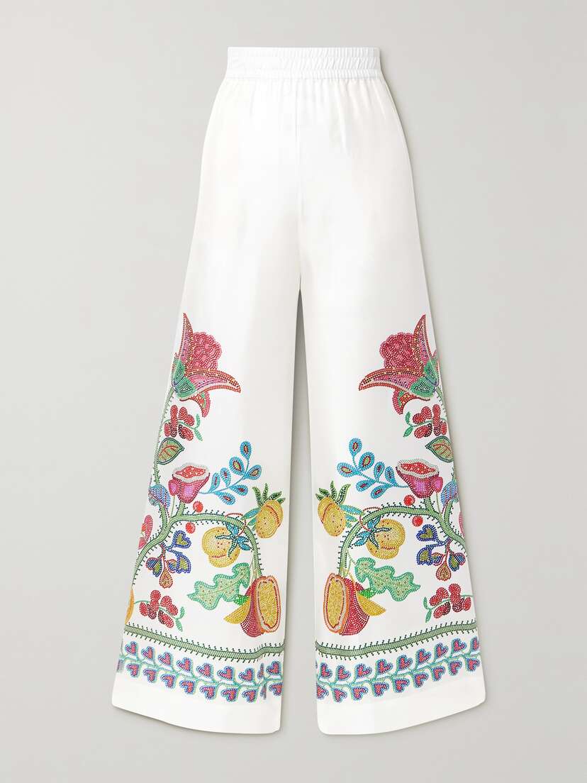 La DoubleJ Icon Printed Silk-twill Wide-leg Pants - xx large