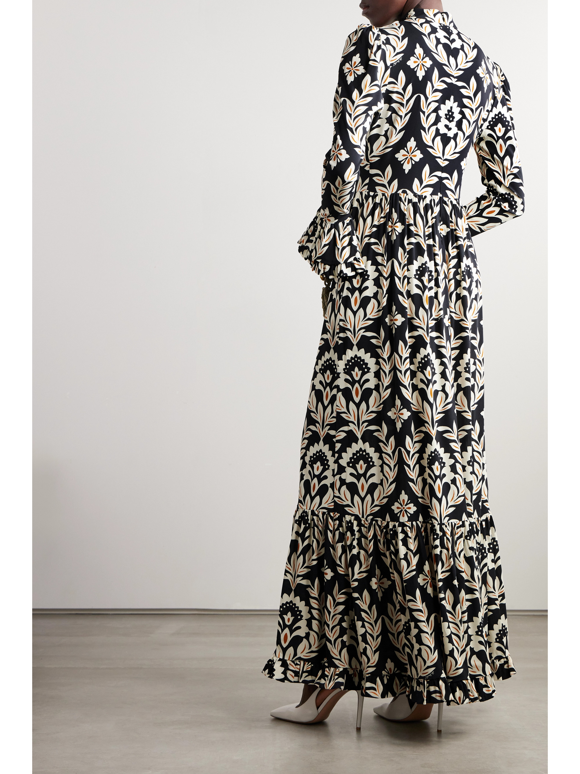 La DoubleJ Visconti tiered printed crepe maxi dress thumbnail