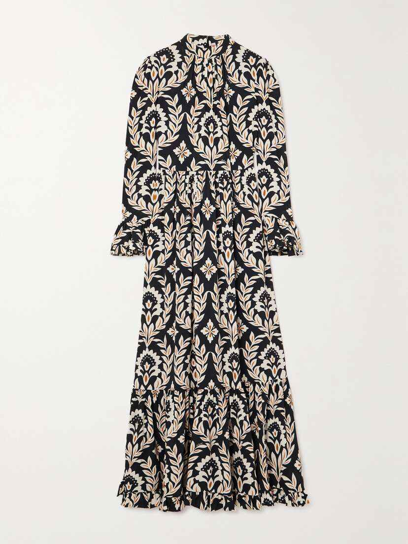 La DoubleJ Visconti Tiered Printed Crepe Maxi Dress