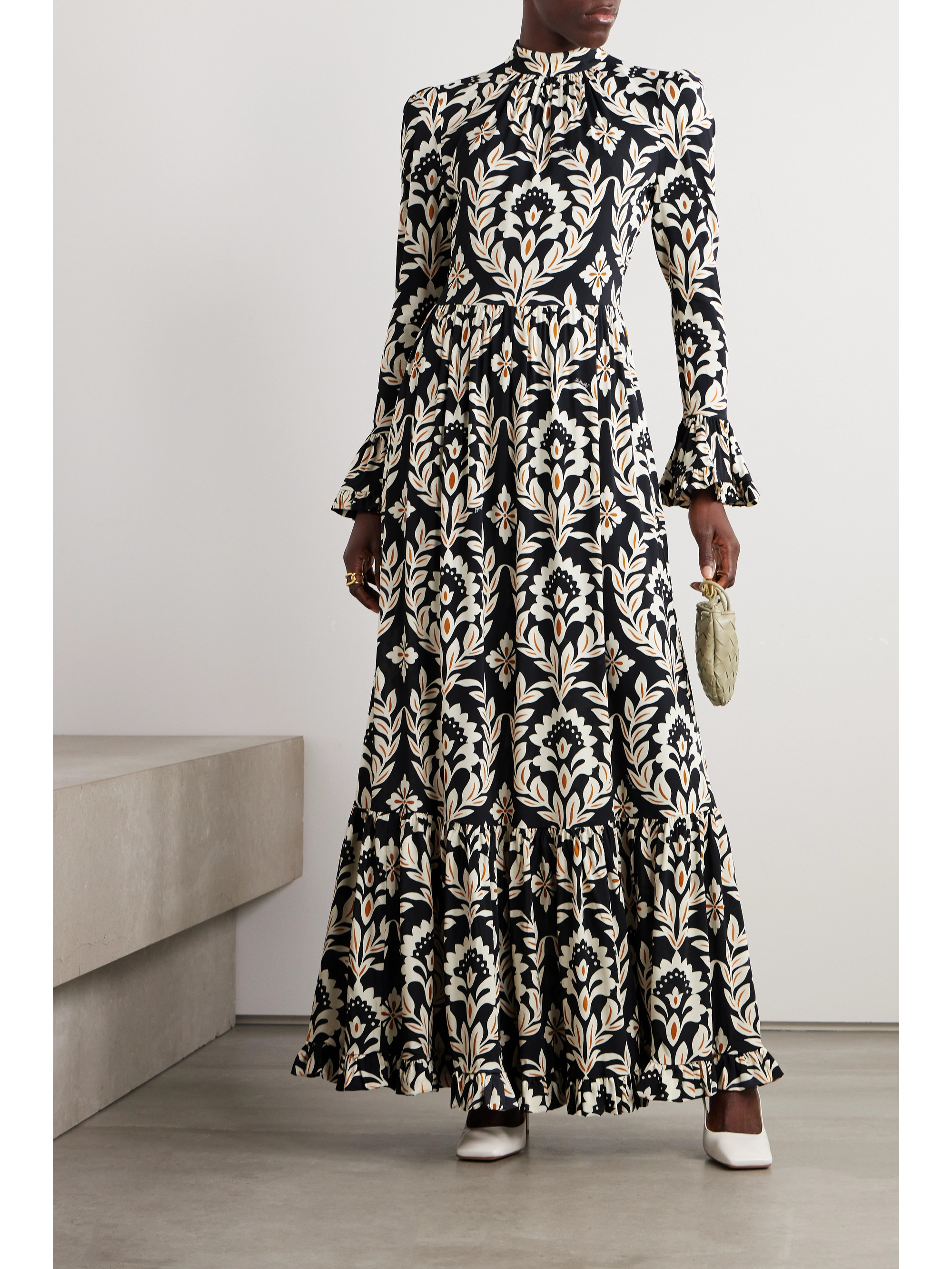 La DoubleJ Visconti tiered printed crepe maxi dress