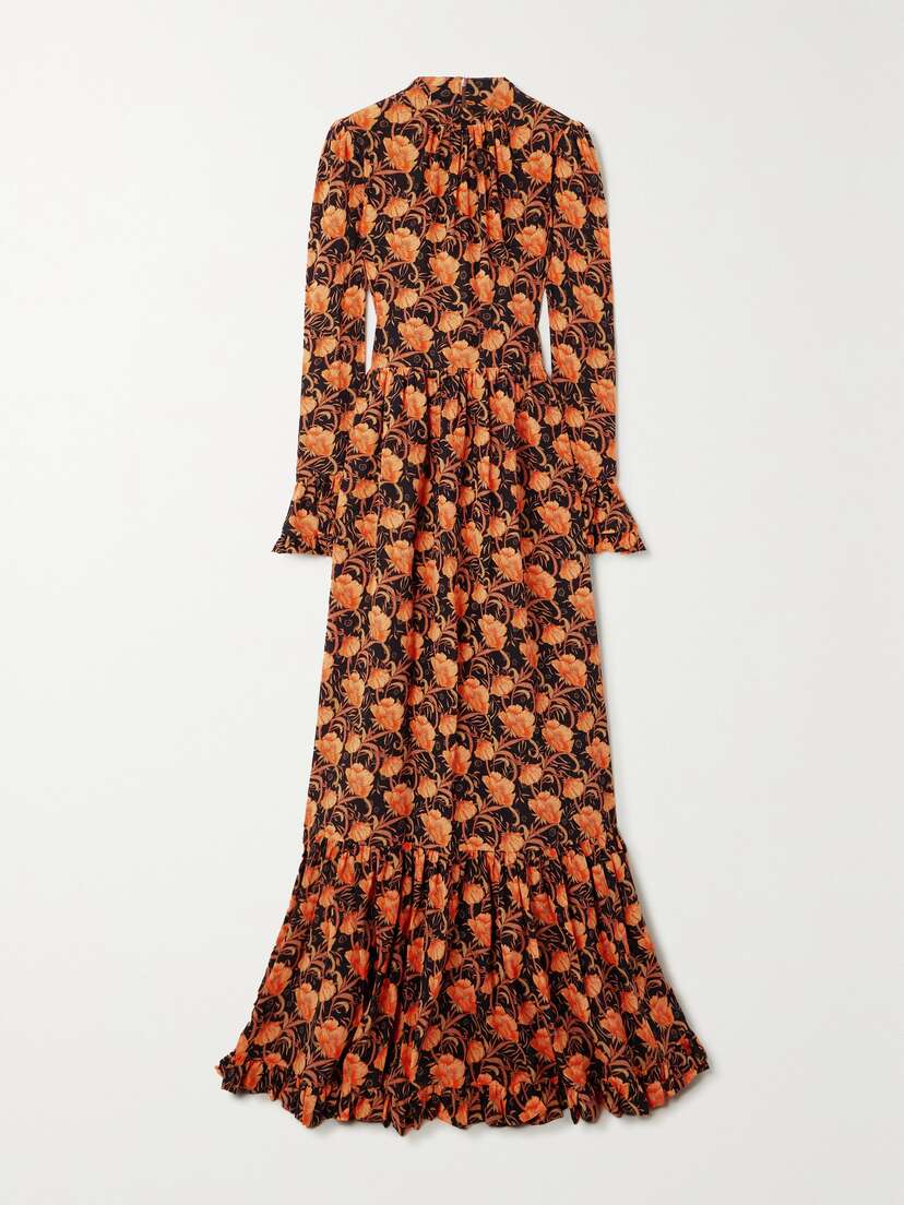 La DoubleJ Visconti Tiered Ruffled Floral-print Crepe Maxi Dress - xx large