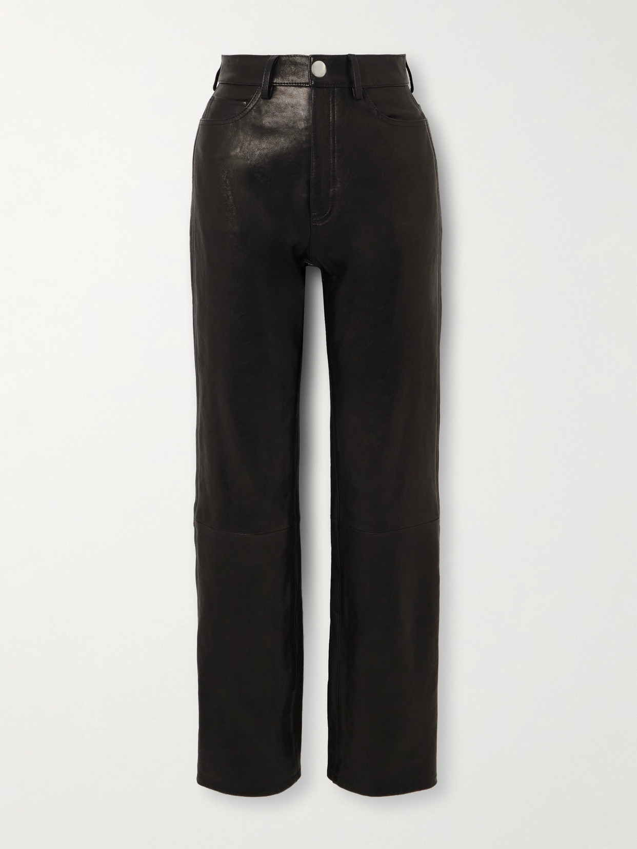 Shop Khaite Danielle Leather Straight-leg Pants In Black