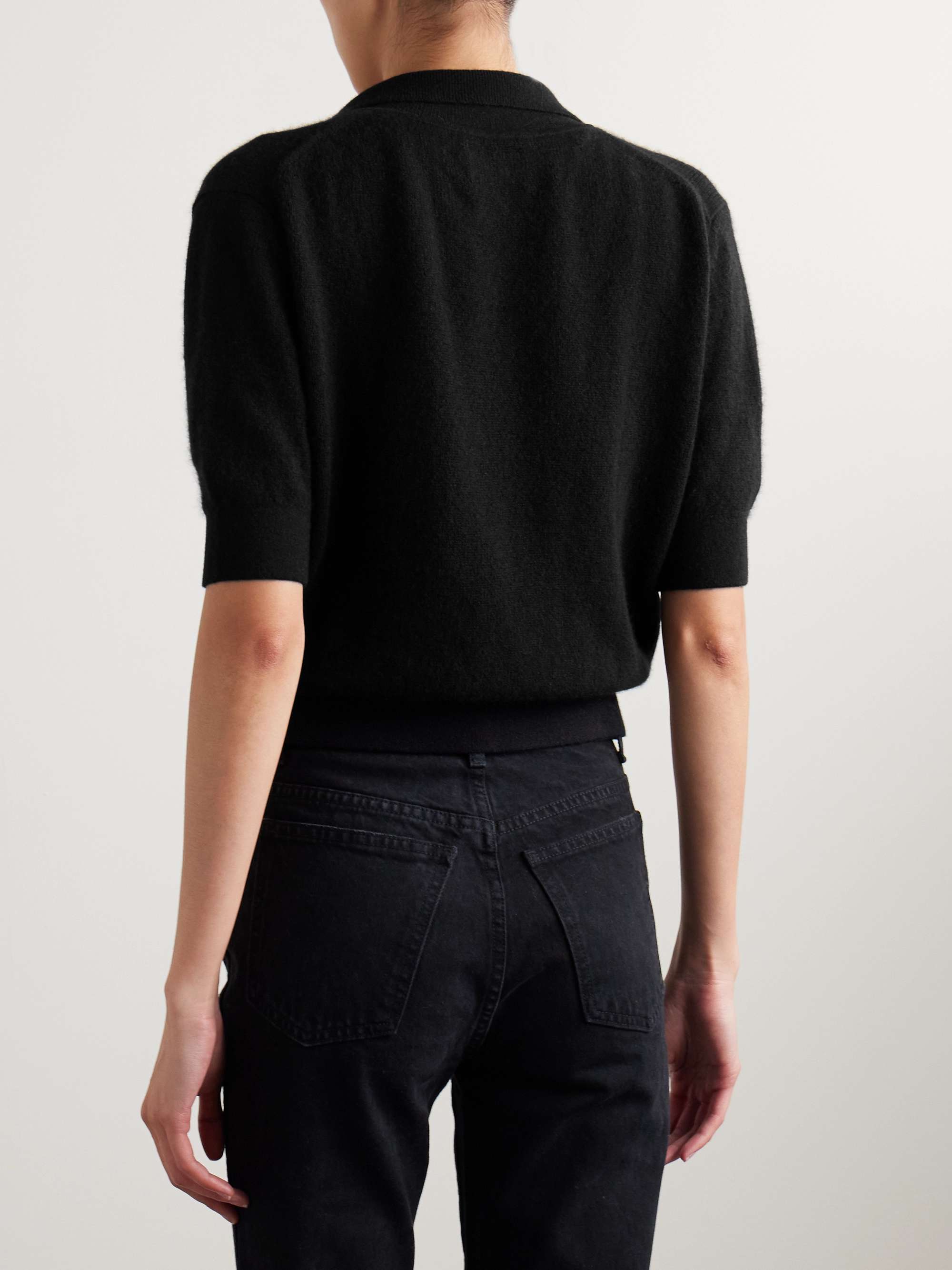 KHAITE Shrunken Jo cashmere-blend polo shirt