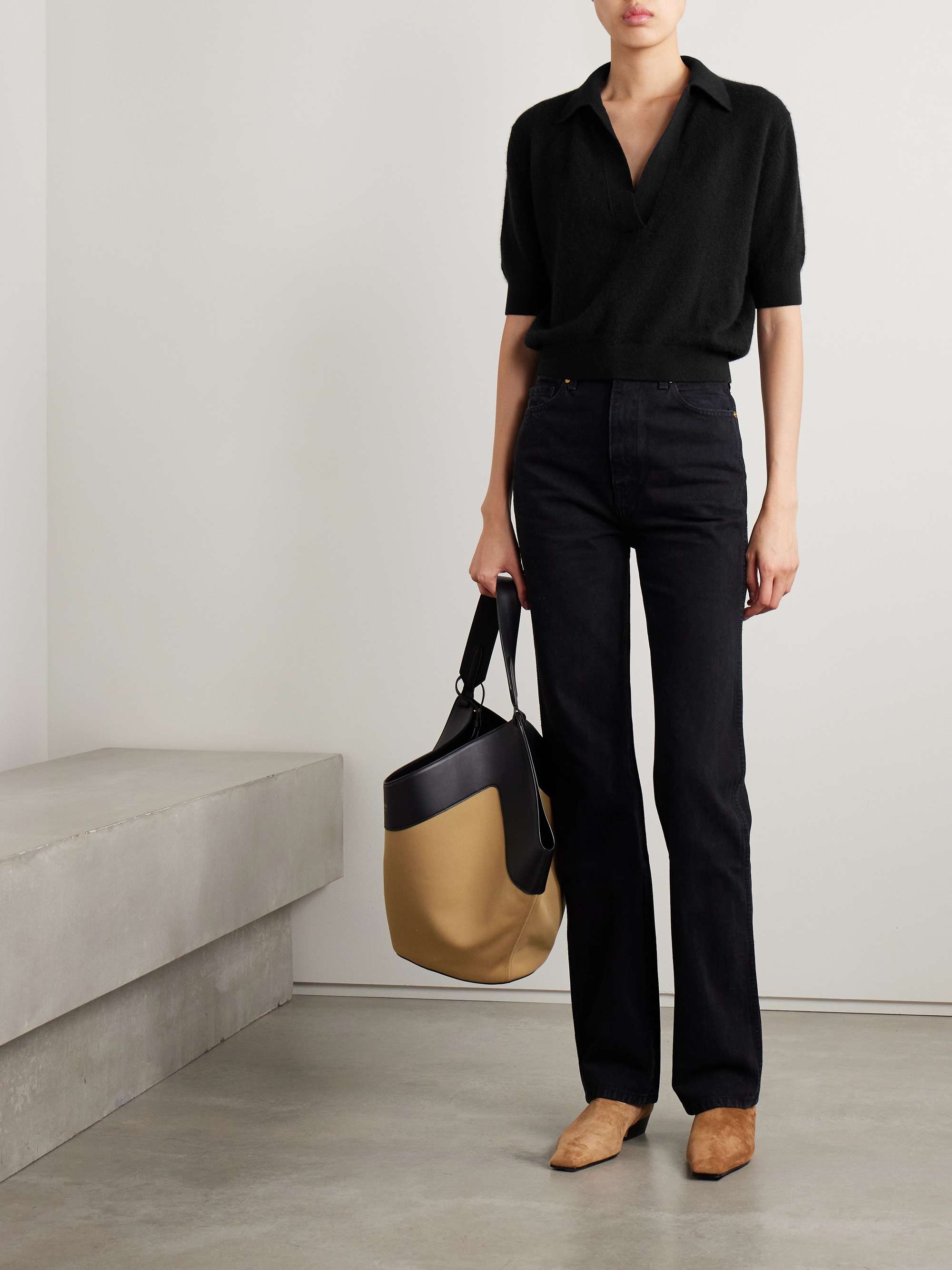 KHAITE Shrunken Jo cashmere-blend polo shirt