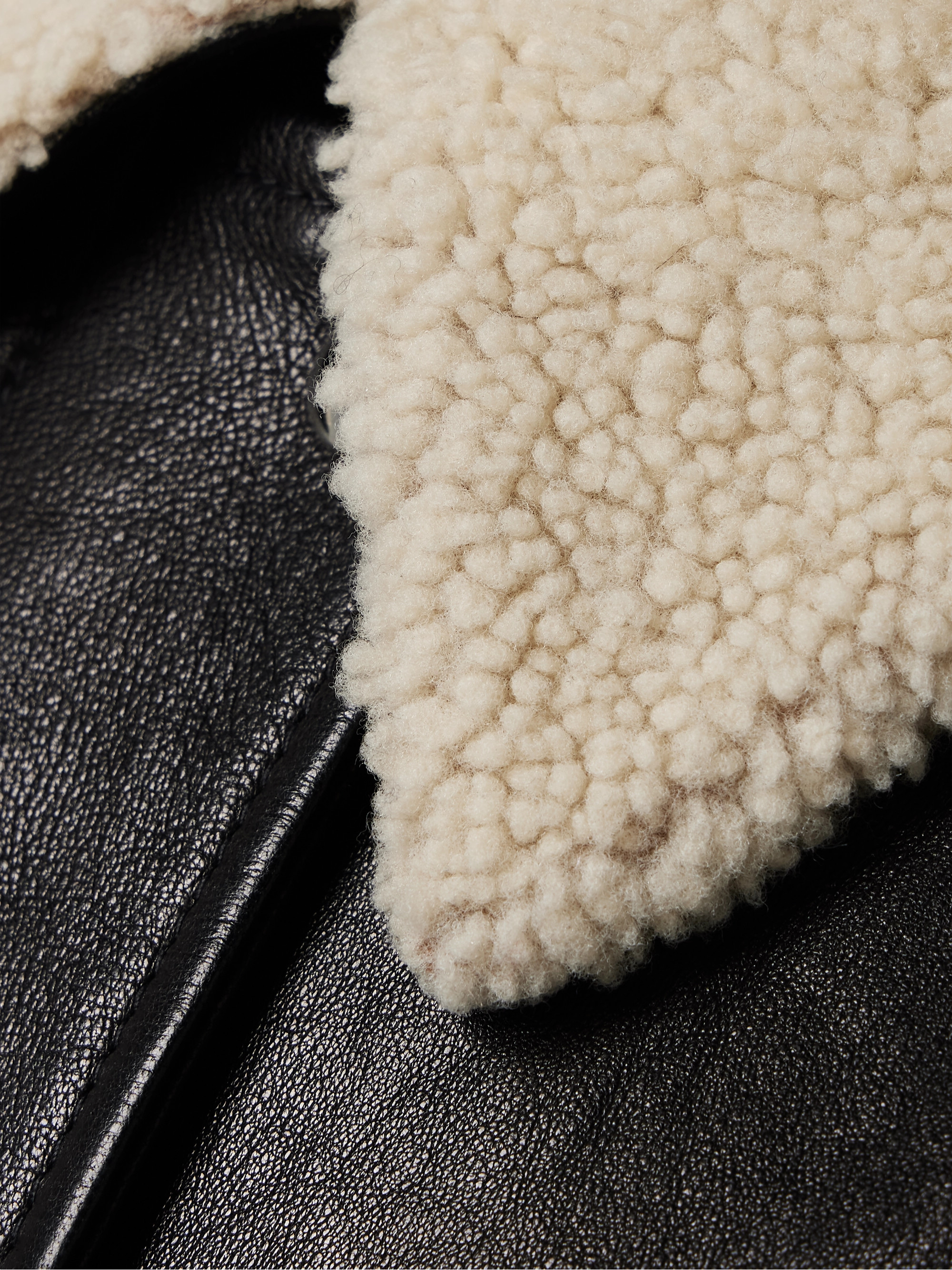 KHAITE Shellar shearling-trimmed leather jacket thumbnail