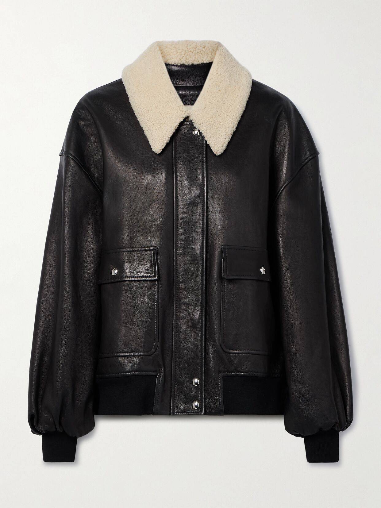 Shellar shearling-trimmed leather jacket