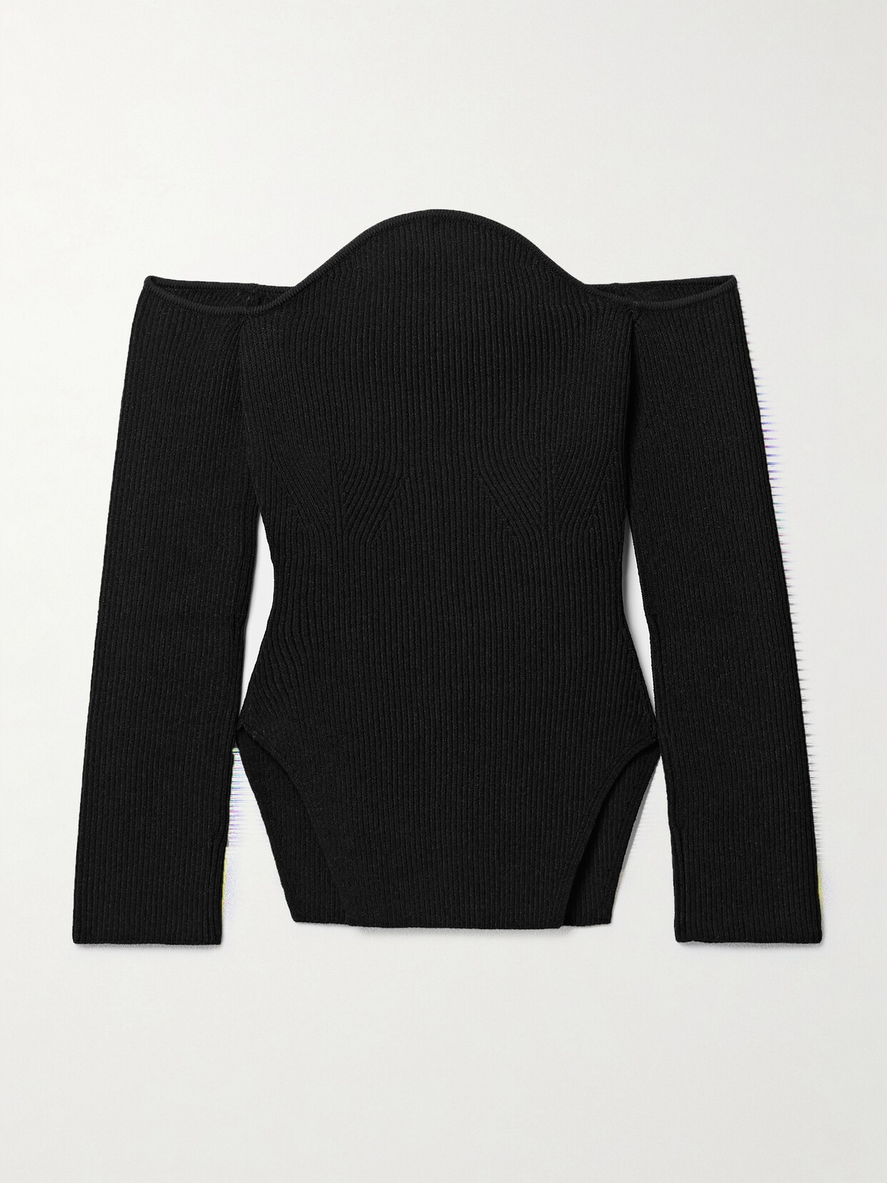 Khaite Maria Off-the-shoulder Ribbed-knit Sweater In Black