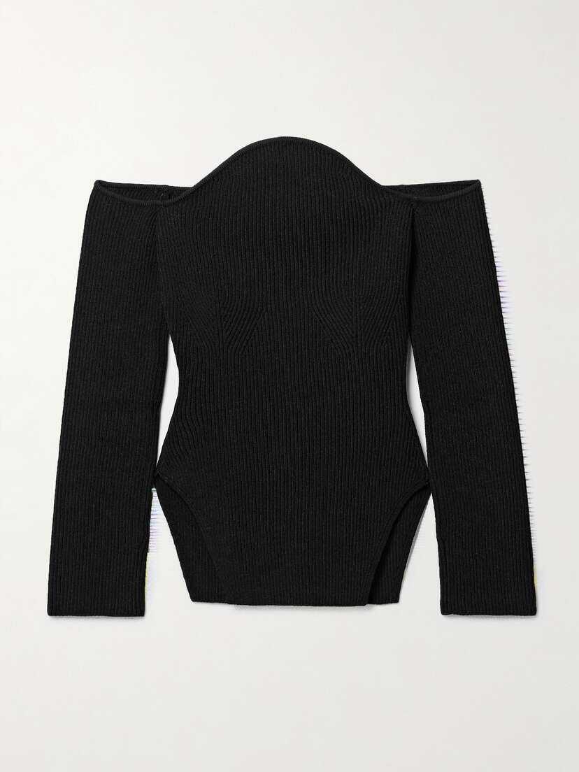 Khaite Maria Off-the-shoulder Ribbed-knit Sweater