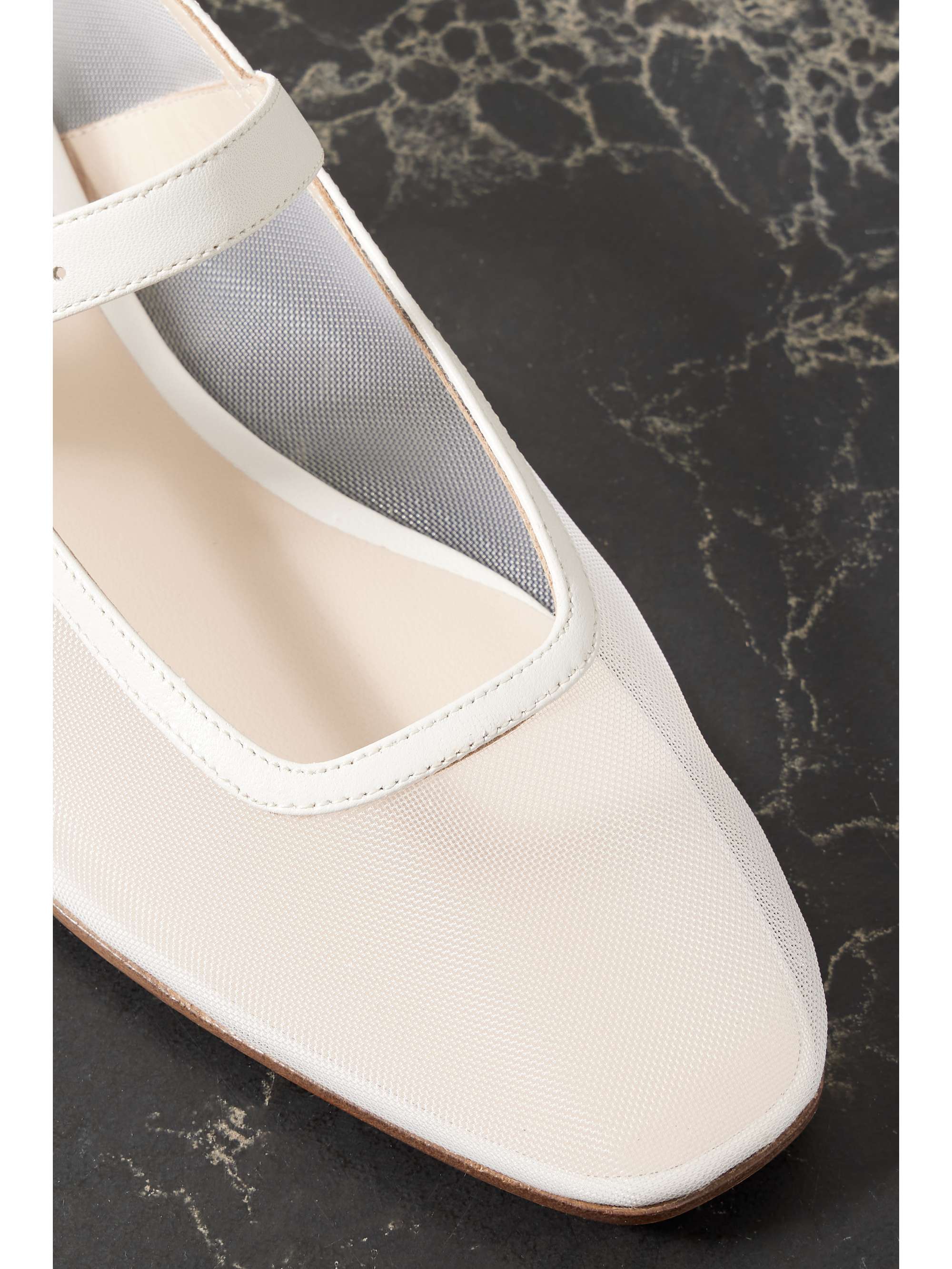LE MONDE BERYL Leathertrimmed mesh Mary Jane ballet flats NETAPORTER