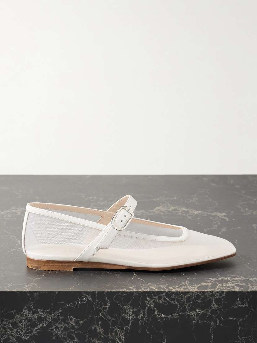 Le Monde Béryl Leather-trimmed Mesh Mary Jane Ballet Flats - IT35