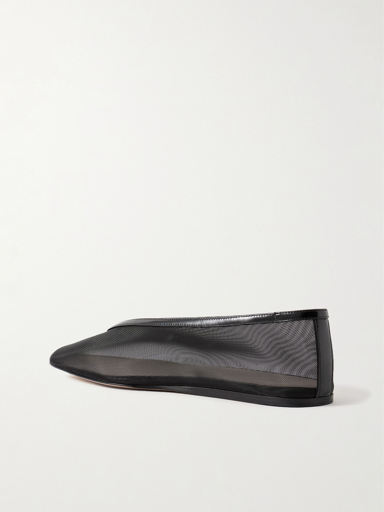 Shop Le Monde Beryl Luna Leather-trimmed Mesh Ballet Flats In Black