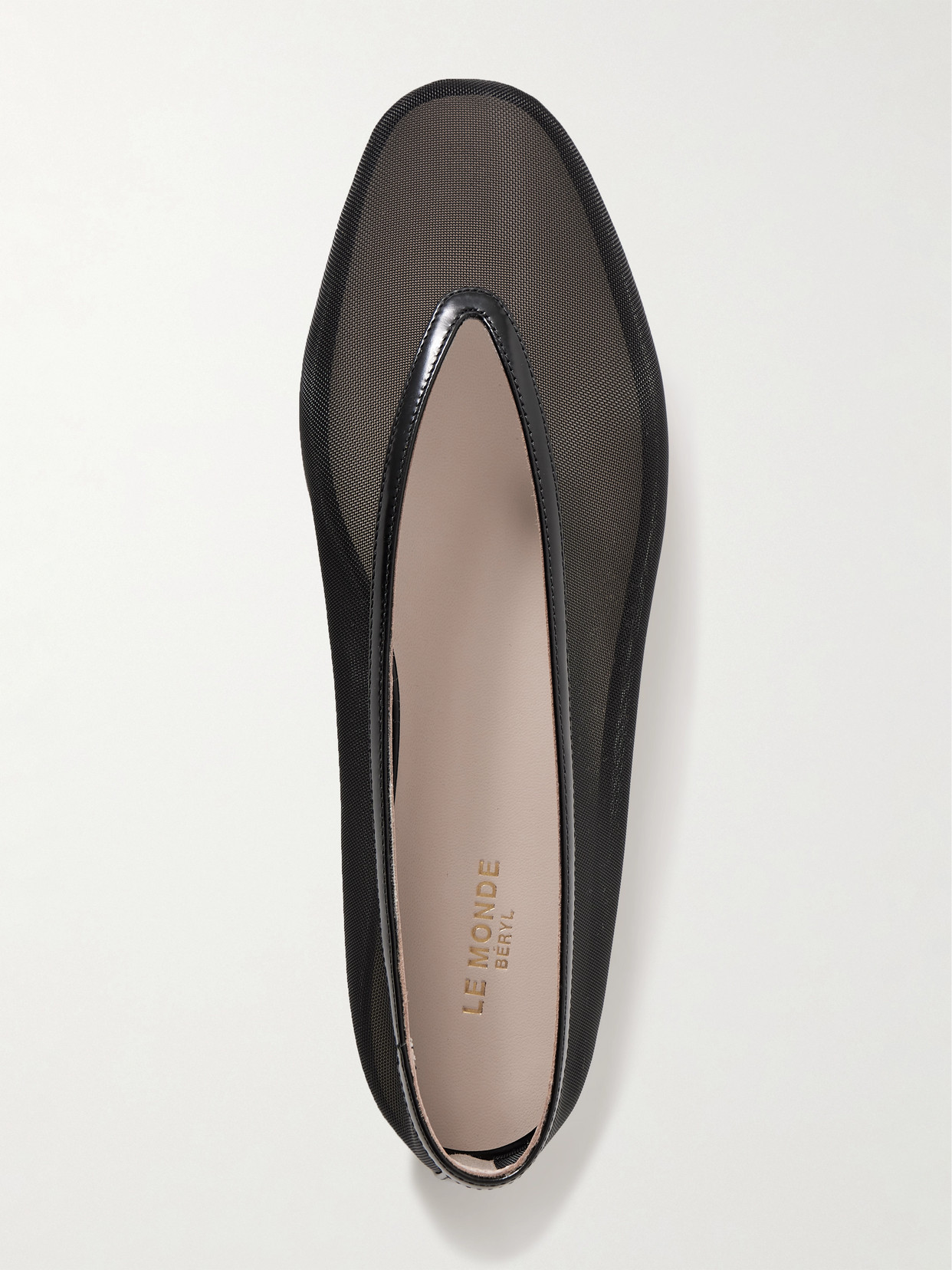 Shop Le Monde Beryl Luna Leather-trimmed Mesh Ballet Flats In Black