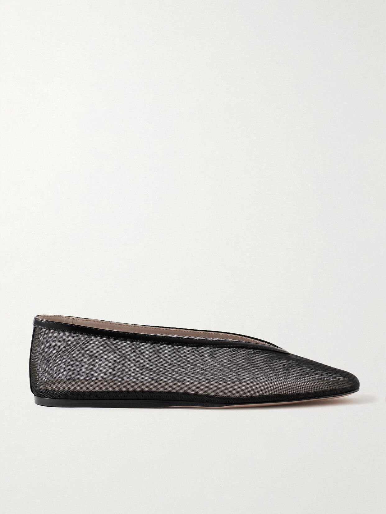 Shop Le Monde Beryl Luna Leather-trimmed Mesh Ballet Flats In Black