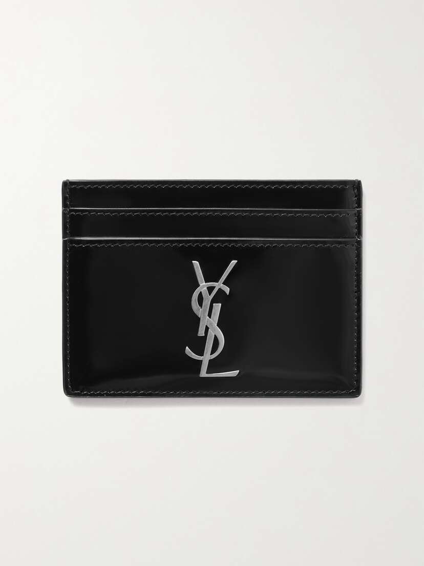 Saint Laurent Cassandre Embellished Patent-leather Cardholder