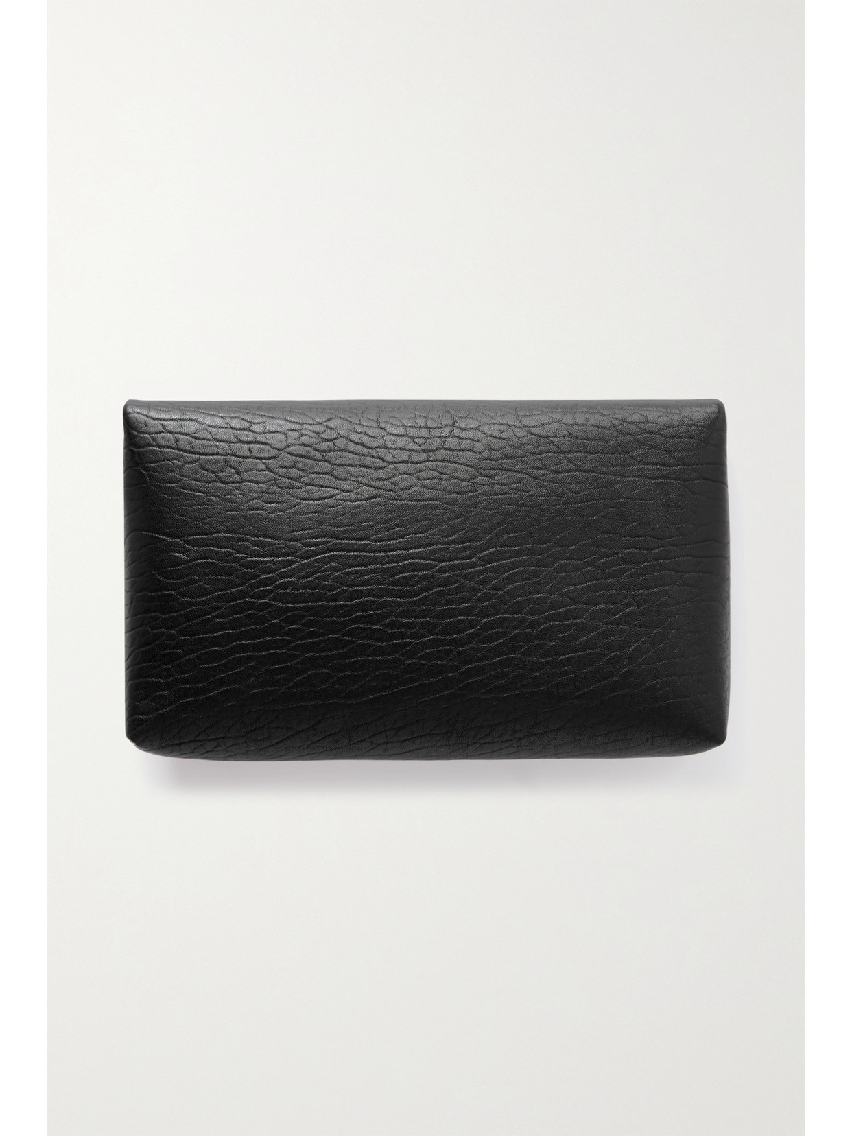 Shop Saint Laurent Cassandre Large Envelope Textured-leather Clutch In Black