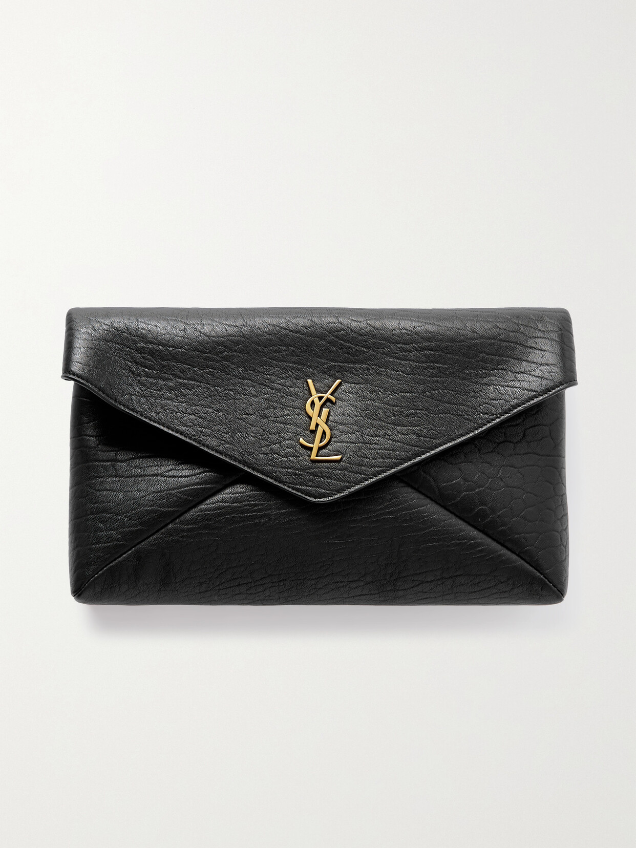 SAINT LAURENT - Cassandre Textured-leather Clutch - Black