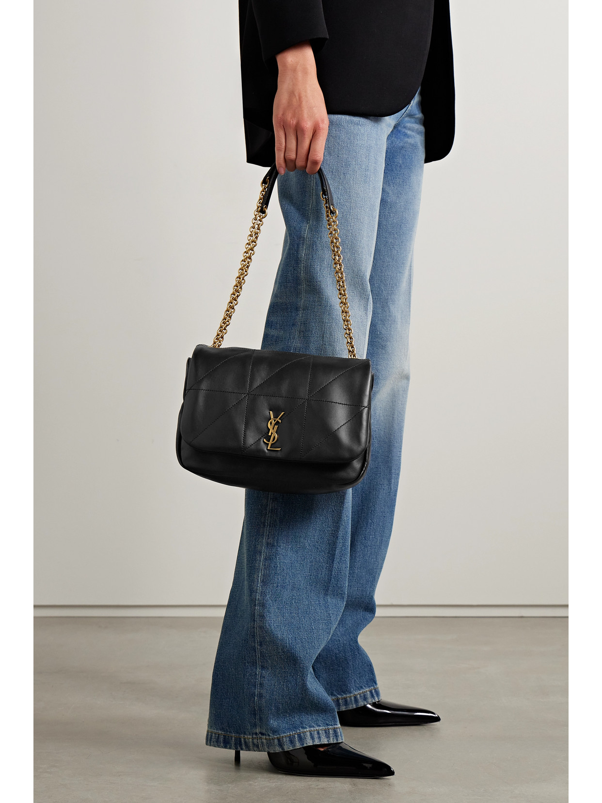 Saint Laurent Jamie Small Quilted Leather Shoulder Bag In Black
