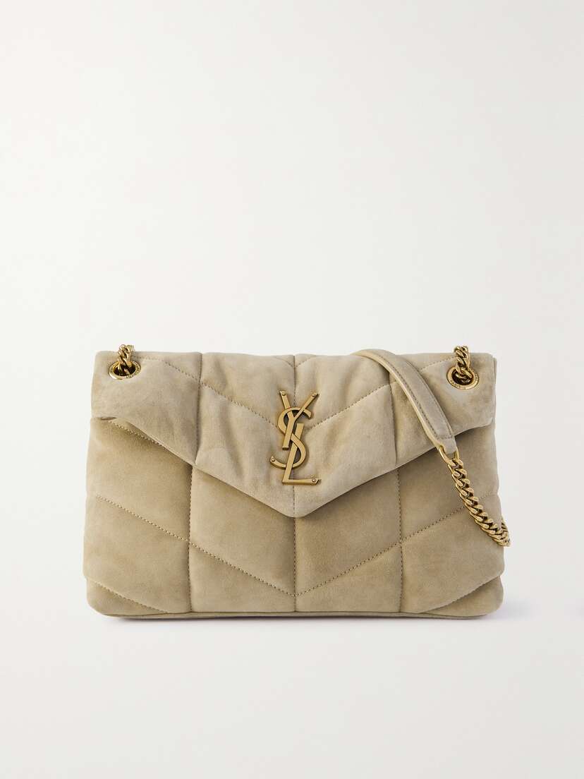 Saint Laurent Puffer Small Quilted Suede Shoulder Bag