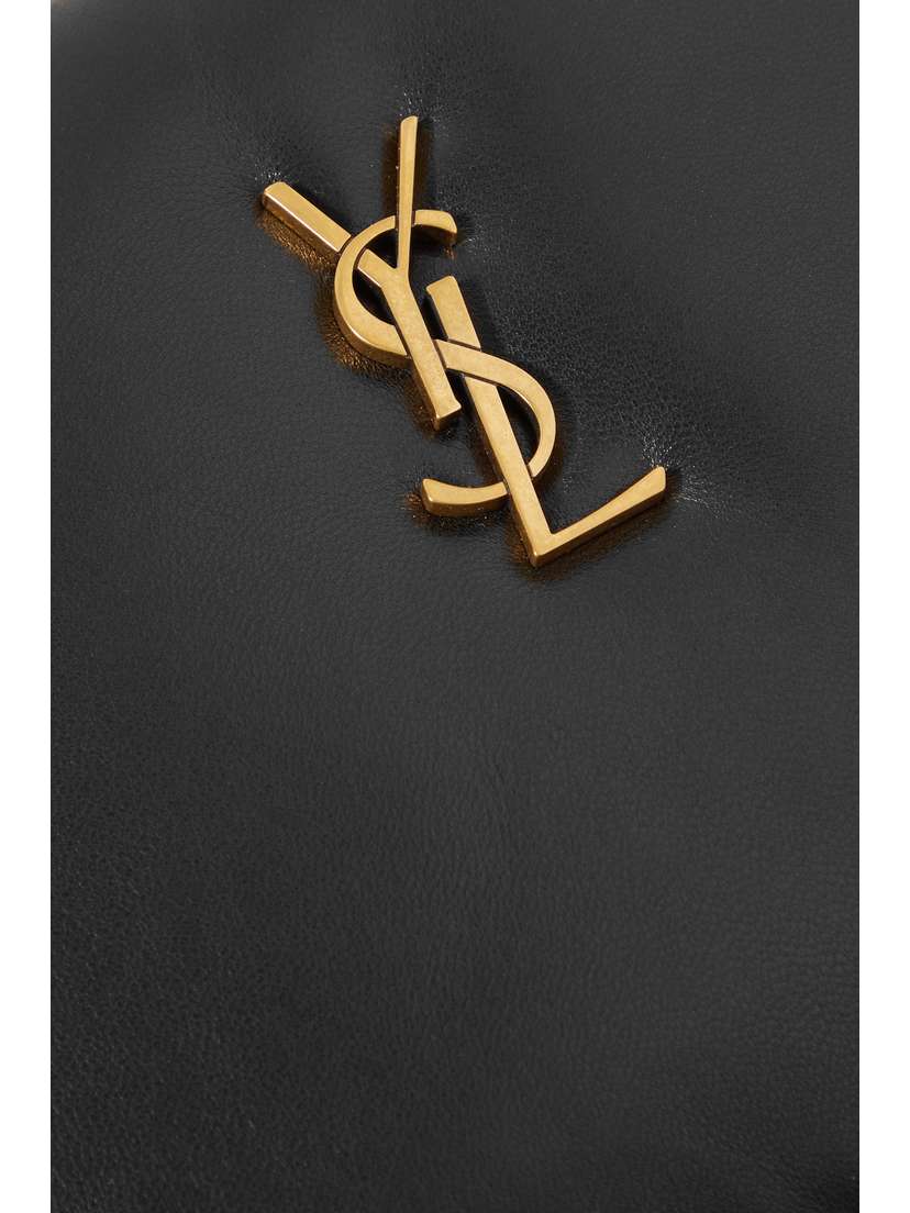 Saint Laurent Calypso Small Padded Leather Clutch - detail view in Black