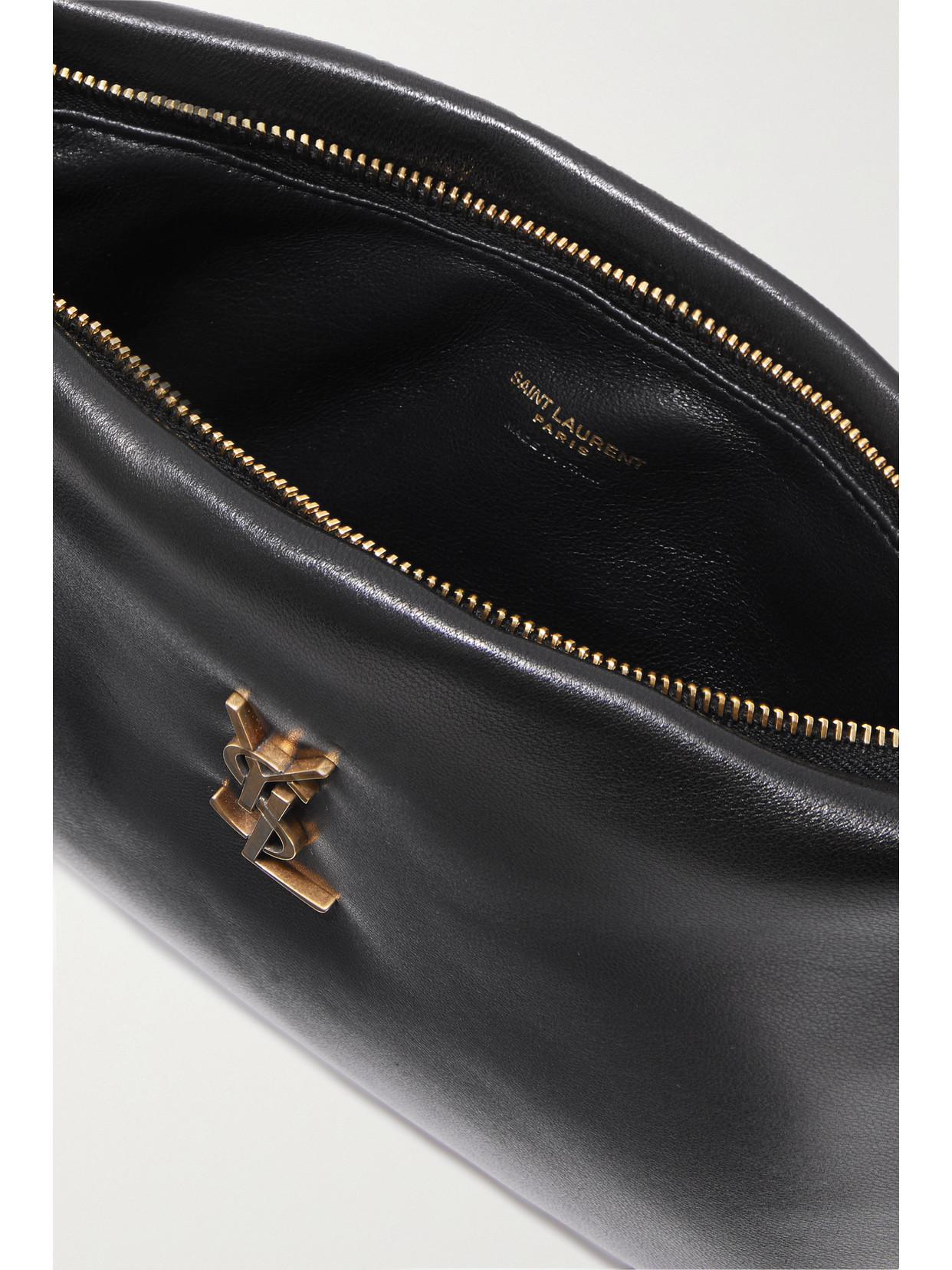 Shop Saint Laurent Calypso Small Padded Leather Clutch In Black