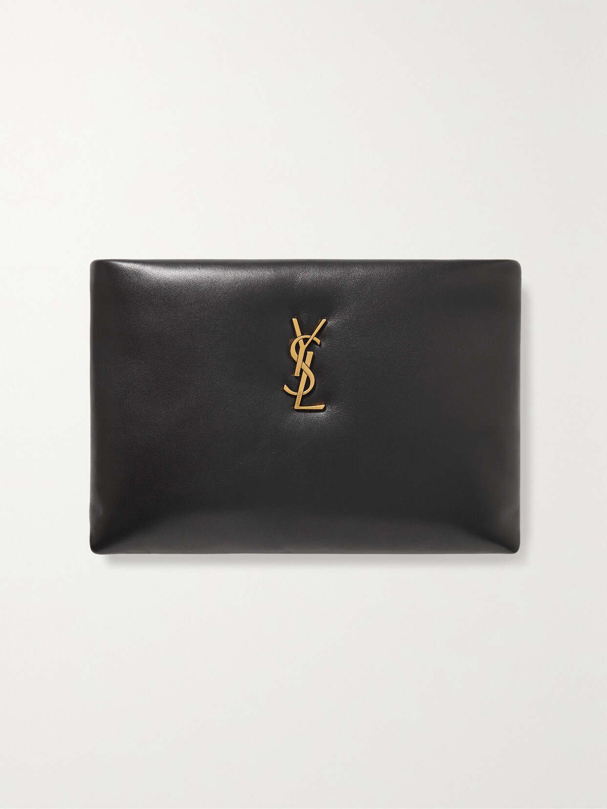 Saint Laurent Calypso Small Padded Leather Clutch In Black