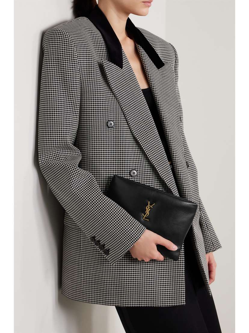 Saint Laurent Calypso Small Padded Leather Clutch - back view in Black