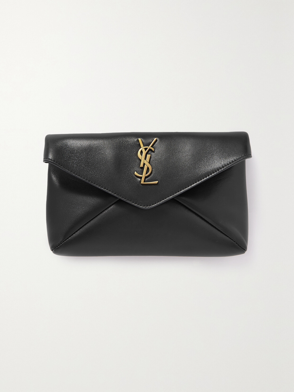 Saint Laurent Cassandre Leather Clutch In Black
