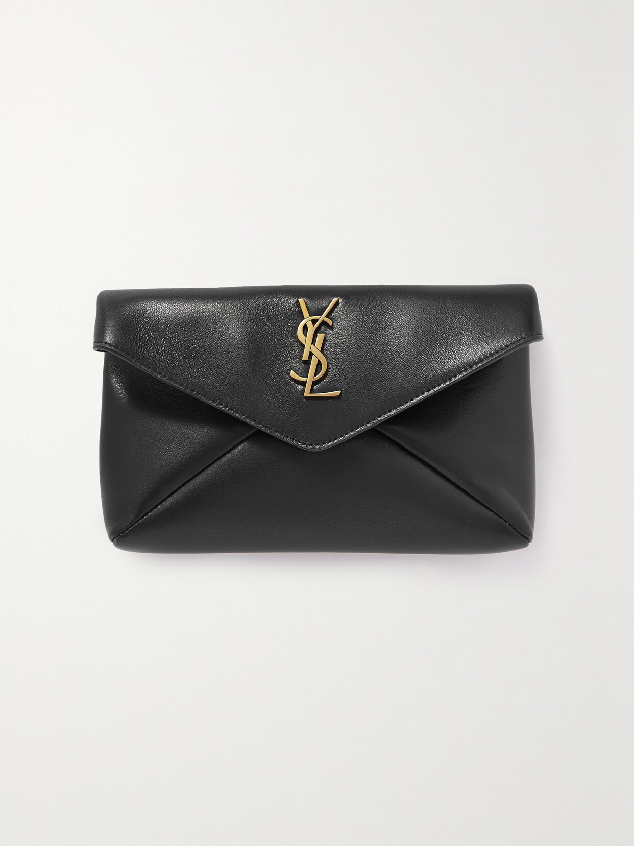 Shop Saint Laurent Cassandre Leather Clutch In Black