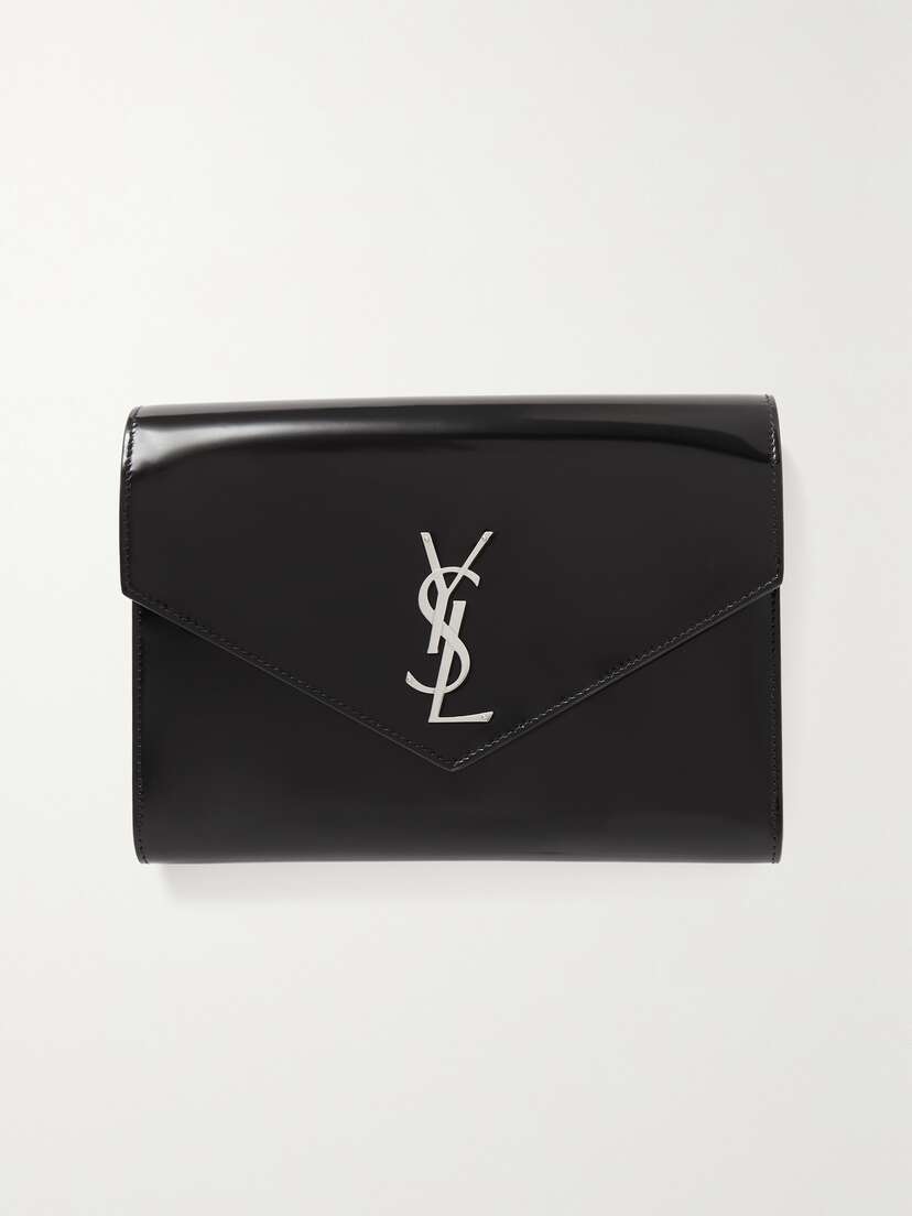 Saint Laurent Cassandre Glossed-leather Clutch