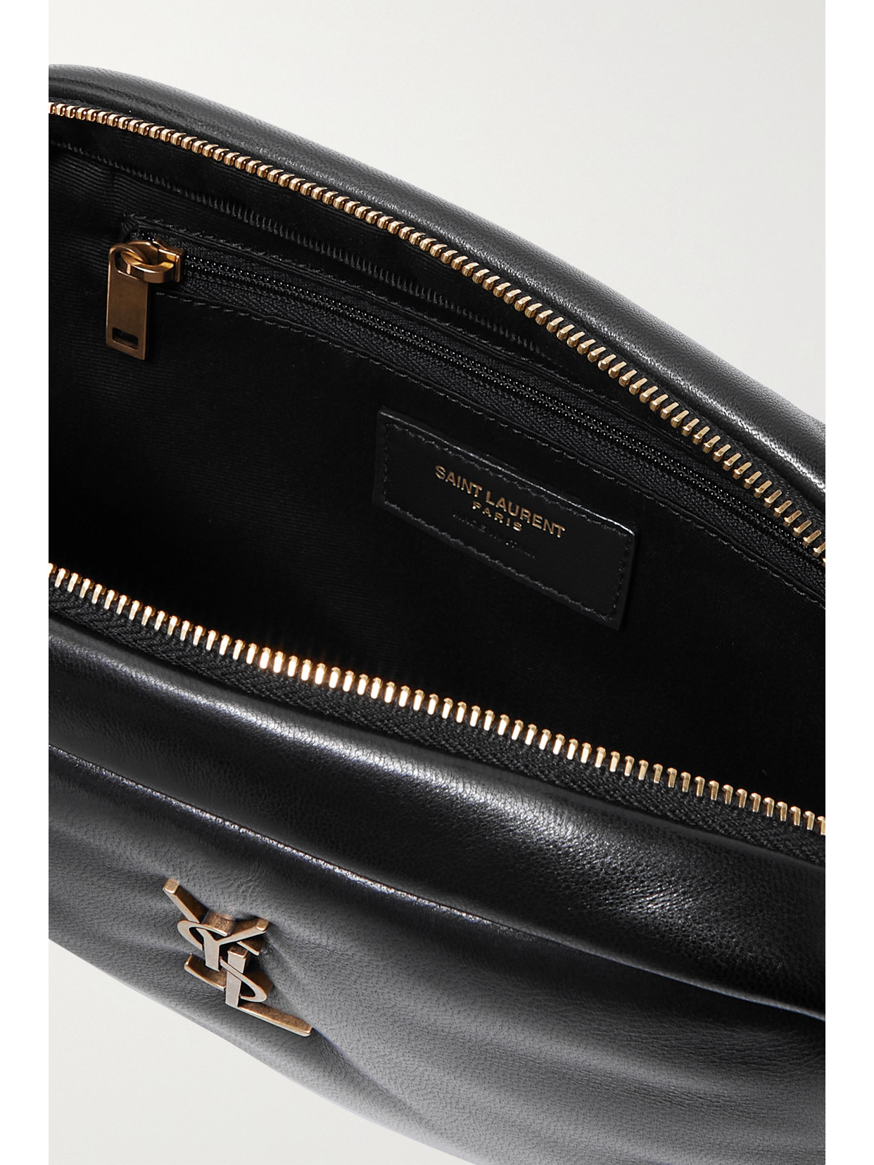 Shop Saint Laurent Cassandre Leather Cosmetics Case In Black