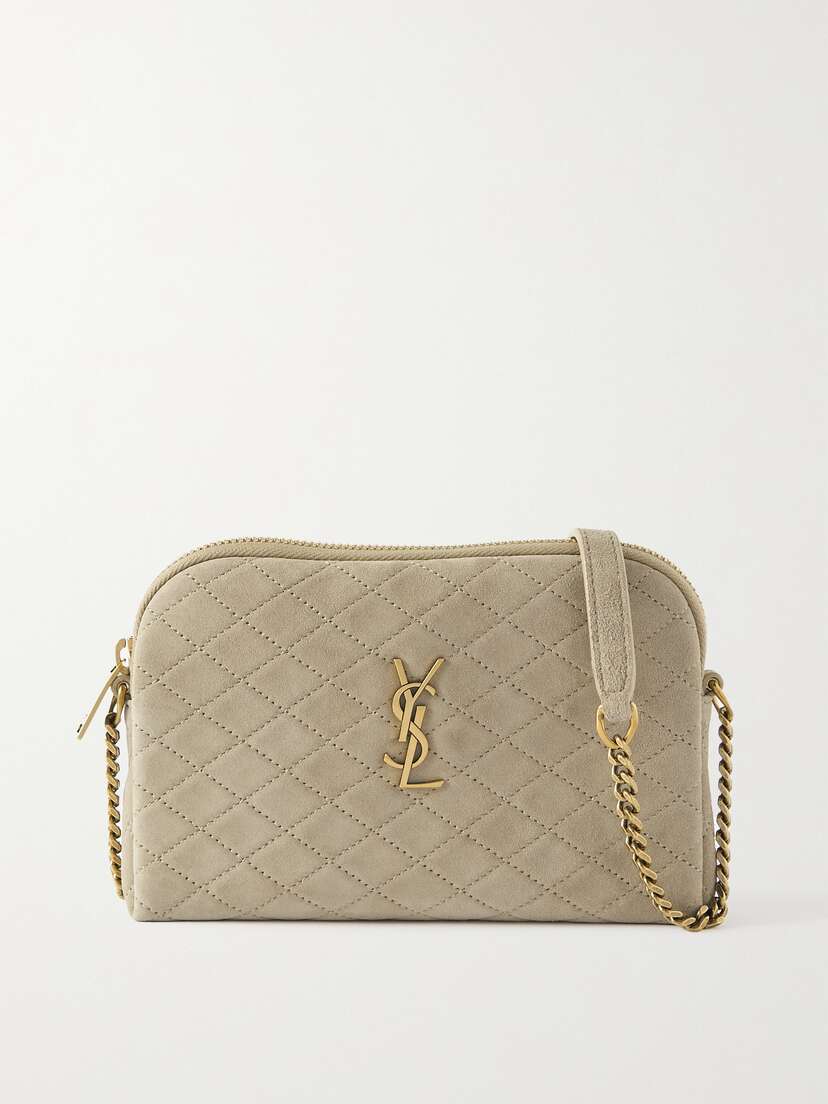 Saint Laurent Gaby Quilted Suede Shoulder Bag