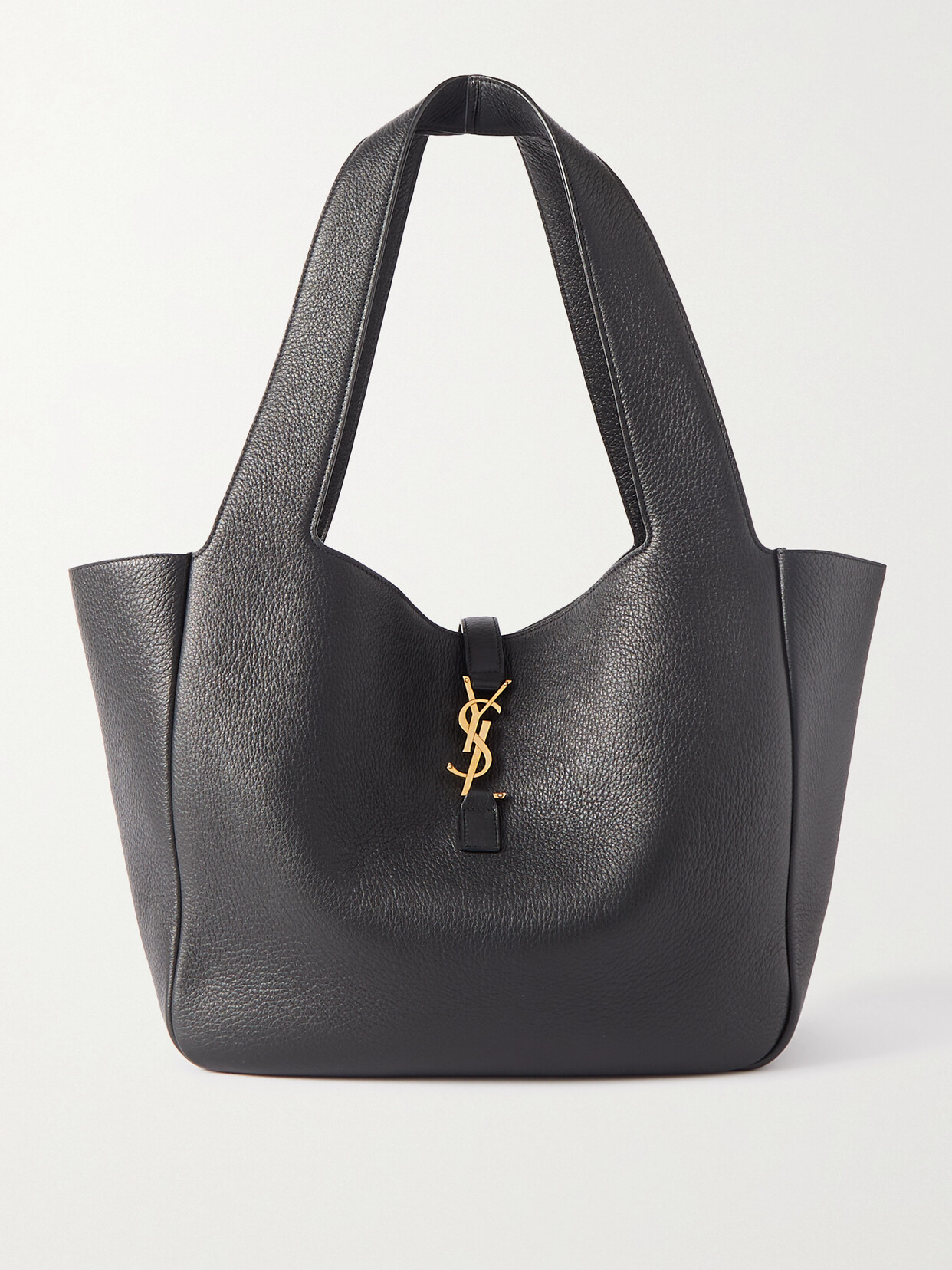 Saint Laurent Bea Textured-leather Tote In Black