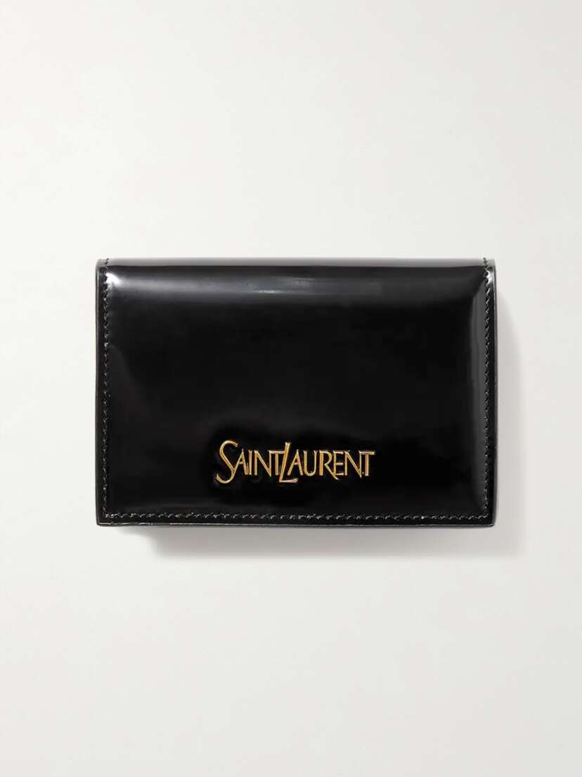 Saint Laurent Appliquéd Glossed-leather Wallet