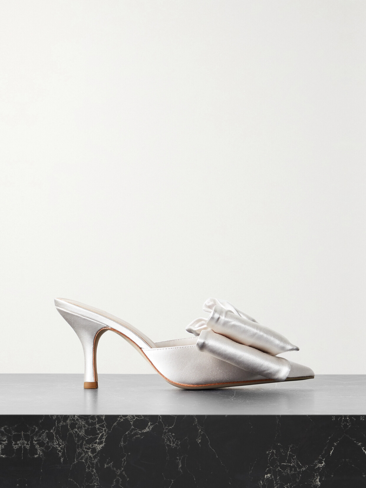 Loeffler Randall Margot Bow-embellished Satin Pumps In Cream