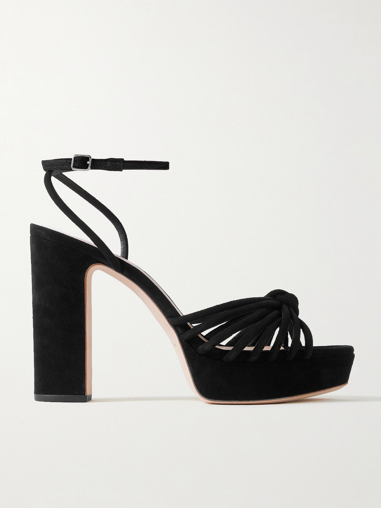 Loeffler Randall Rivka Knotted Suede Sandals In Black