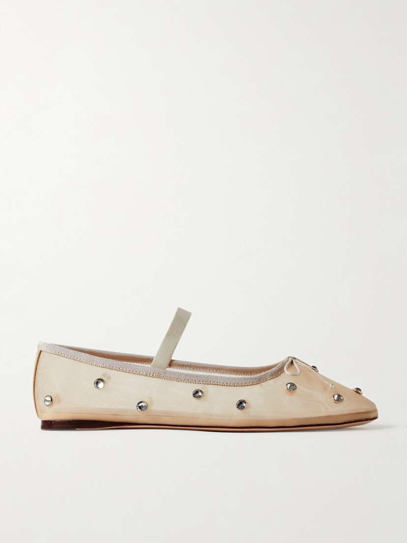 Loeffler Randall Leonie Crystal-embellished Mesh Ballet Flats