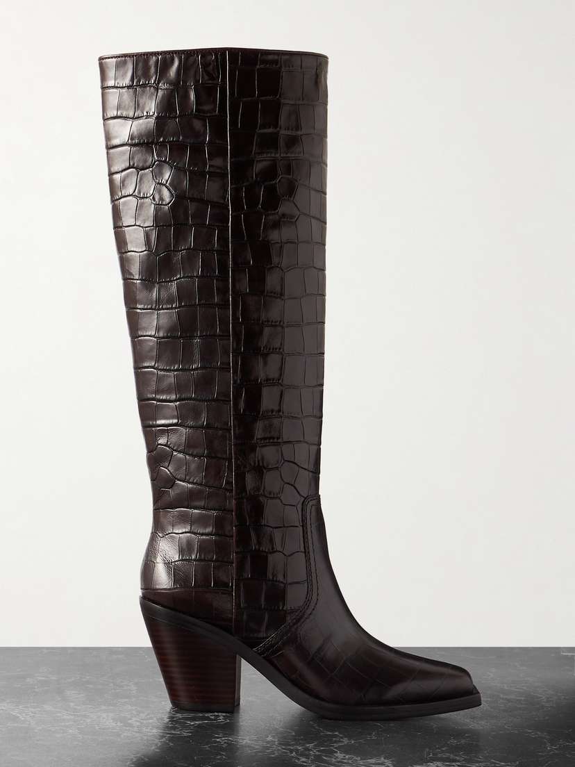 Loeffler Randall Lynn Croc-effect Leather Knee Boots