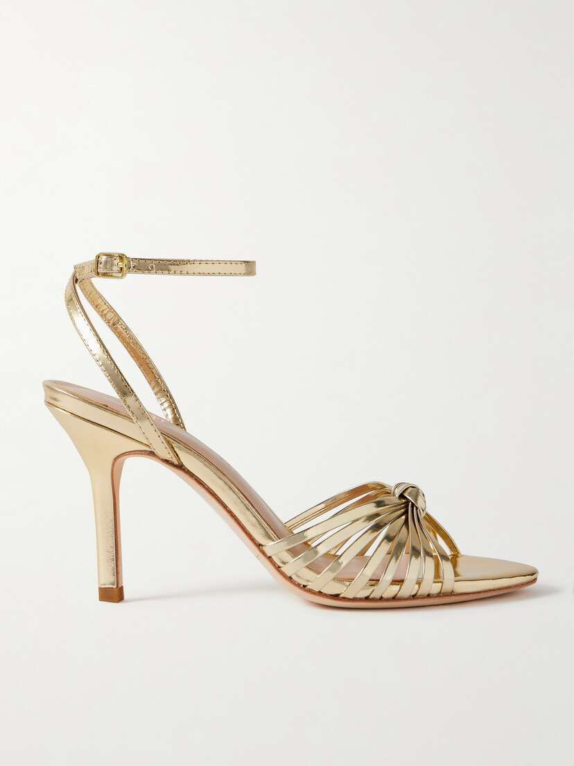 Loeffler Randall Ada Knotted Mirrored-leather Sandals