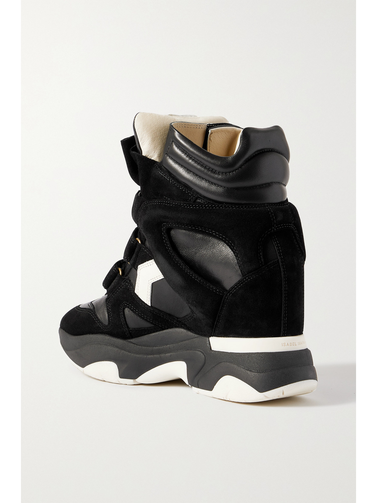 Shop Isabel Marant Balskee Leather And Suede High-top Wedge Sneakers In Black