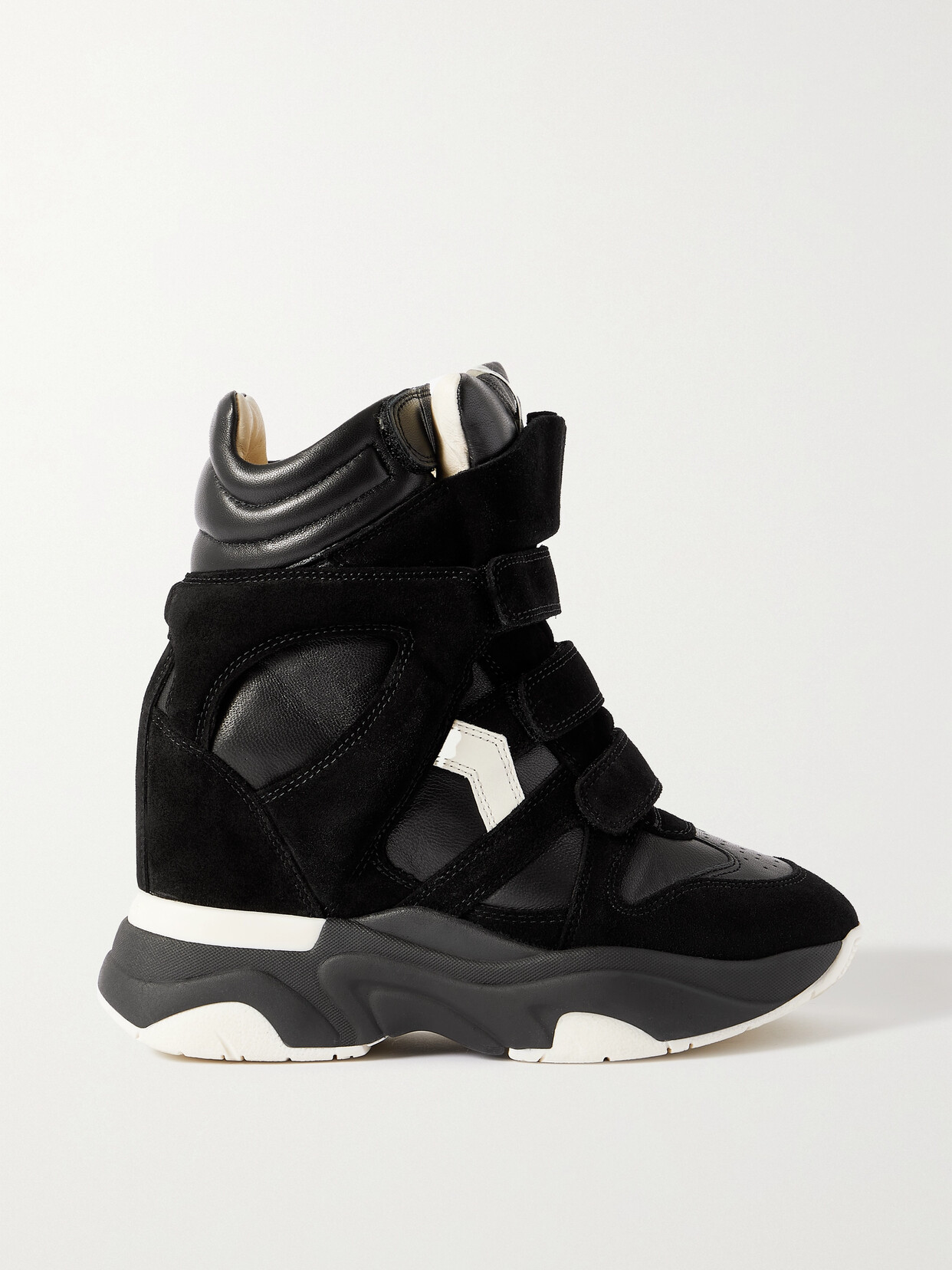 Shop Isabel Marant Balskee Leather And Suede High-top Wedge Sneakers In Black