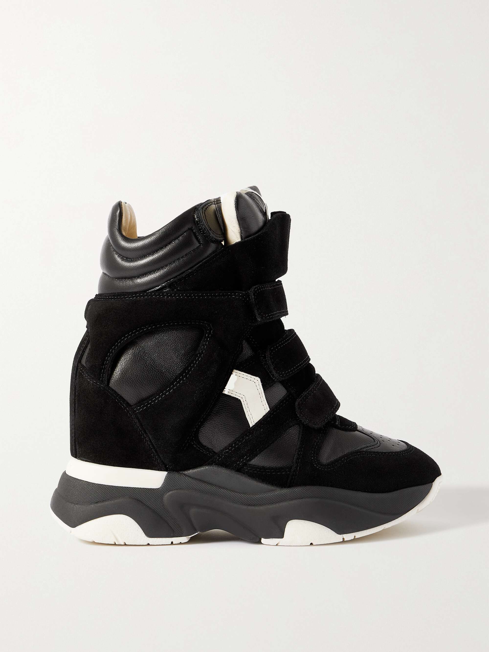 diktator legation stewardesse ISABEL MARANT Balskee leather and suede high-top wedge sneakers |  NET-A-PORTER